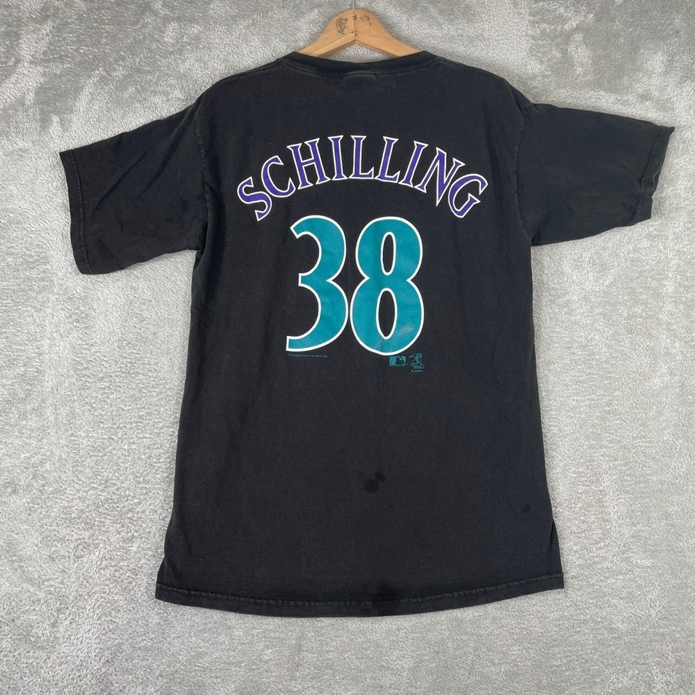 Arizona Diamondbacks Curt Schilling Shirt Mens Medium Black Vintage 2001 MLB Lee